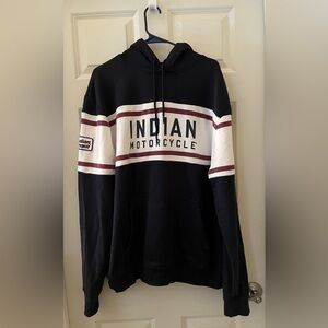 Men's Indian Motorcycle Drawstring hoodie sweatshirt racing patch on sleeve XL